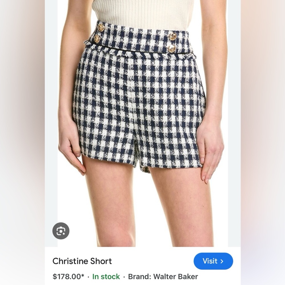 NEW NWT Women’s Nautical Style WALTER BAKER Christine Blue White Plaid Shorts